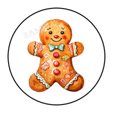 Christmas gingerbread man men stickers, labels, tags, envelope seals