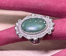 Vintage Sterling Silver Green Turquoise Navajo Ring Size 3.75