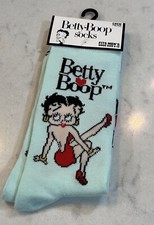 Betty Boop Blue Crew Socks Men's 6-12 Unisex NIP poly spandex