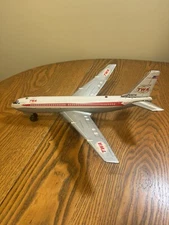 Vintage Tin Jet  Airplane TWA N79ITW Boeing  LineMar  Battery Toy Japan As Is!
