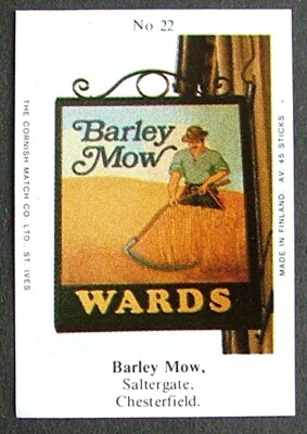 Matchbox Label Wards Pub Inn Barley Mow Saltergate Chesterfield No 22 ME167