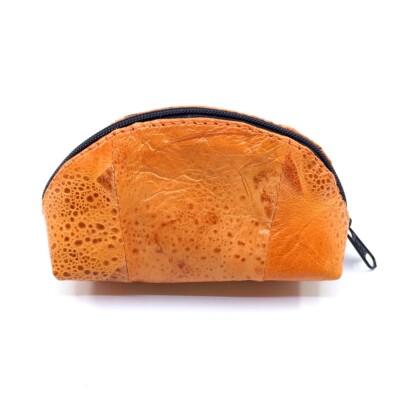 New Genuine Exotic Bufo Marinus Cane Zippered Coin Purse Orange 5'' 