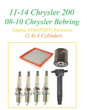 Tune Up For 11-14 Chrysler 200 2.4L4 : Spark Plugs Ignition Coil Air Oil Filter 