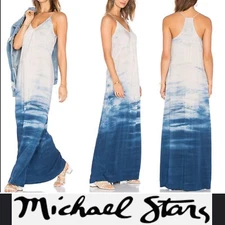 MICHAEL STARS “Naomi” Slip Maxi Dress in Cosmic Blue Haze Size S