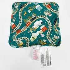 Posh Peanut Lovey Pacifier Blanket Reversible Holiday Train Plaid NWOT NEW