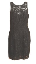 Elegant  ANN TAYLOR Black Lace Sheath Sleeveless Low Back Size 4 Sexy LBD
