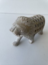 FolkArt Stone Craved Lion With Wild Bore Inside Unmarked