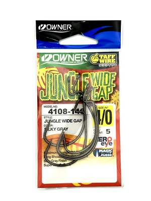 Owner Jungle Wide Gap Hook Size 4/0 Heavy Duty Soft Plastic Worm Hook #4108-146