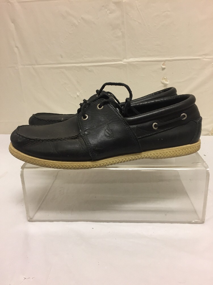 Nautica Mens Black Leather Boat Deck Shoes Sz 13 M