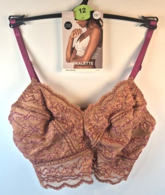 M AND S M&S Rich Amber Bralette Size 12 Fuchsia Pink Non Wired NEW