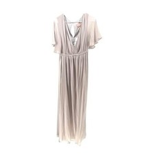 Show Me Your MuMu Weddings | NWT 1X Emily Empire Maxi Dress Dove Grey Chiffon