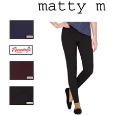 Matty M Ladies' Slub Ponte Pants Pull On Mid-Rise C21 C22