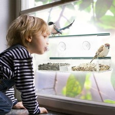 Window Bird Feeder Crystal Clear Suction Feeders Easy Clean Wild