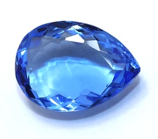79 Ct Natural Bright Blue Topaz Pear Cut Certified Loose Stunning Gemstone