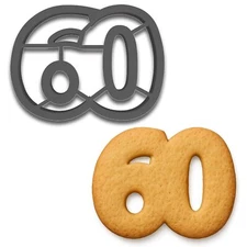 Number 60 Cookie Cutter (3x4") - Perfect for 60th Birthdays (Random Color)
