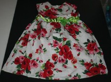 Used Hanna Andersson Girls 110 5 year Dress Red Rose Floral Fancy Party Holiday