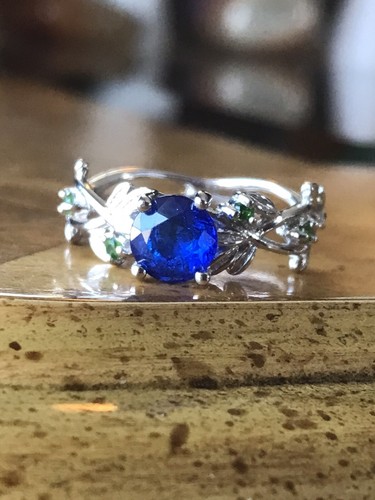 Blue Spinel Chrome Diopside Sterling Silver Ring - Picture 9 of 9