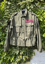 Walter Baker Khaki Embroidered Pom Pom Tassel Jacket Size S