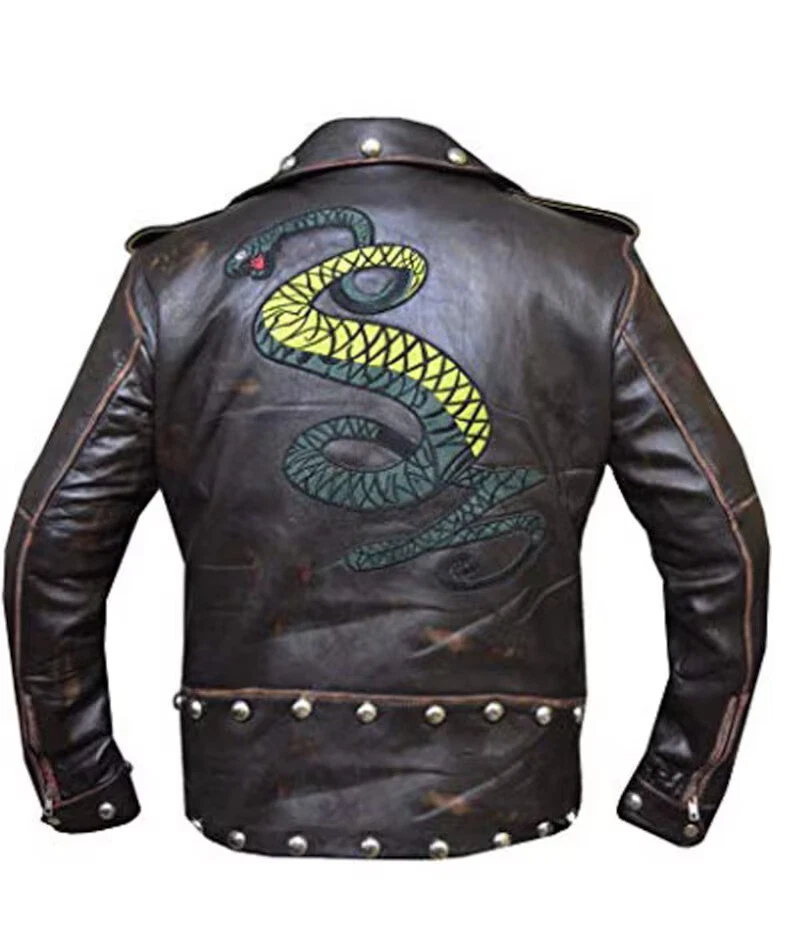 Mens Fallout 3 Tunnel Snakes Rule Vintage Cafe Racer Real Leather Jacket