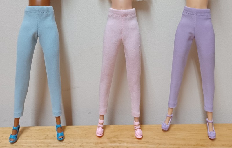 Barbie 11 1/2" Doll Clothing Pants Qty 3: Pastel Blue, Pink, Lavender