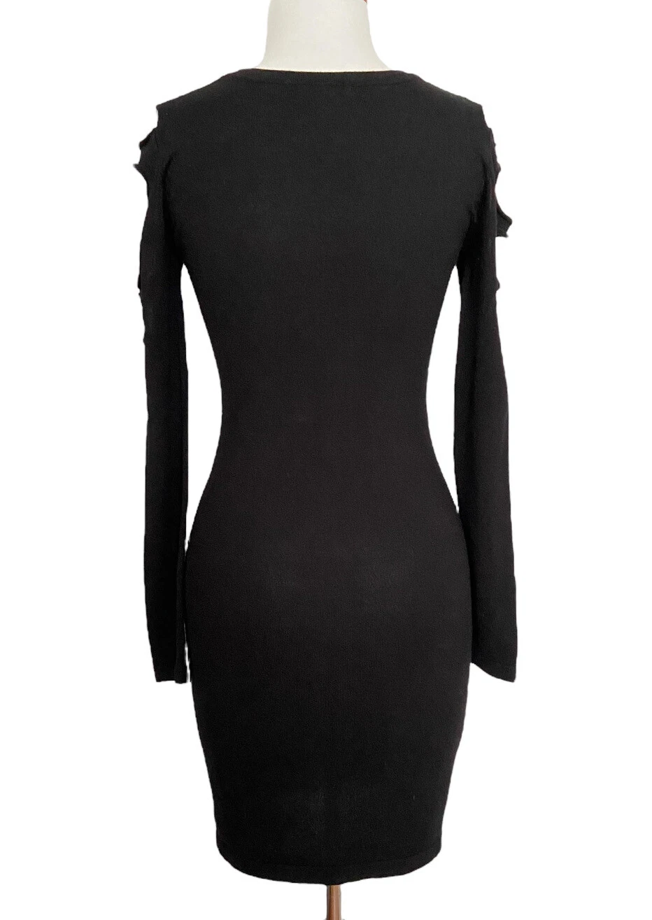 VETEMENTS Abito donna Say What Bodycon taglia S small nero corto elasticizzato maniche ritagliate
