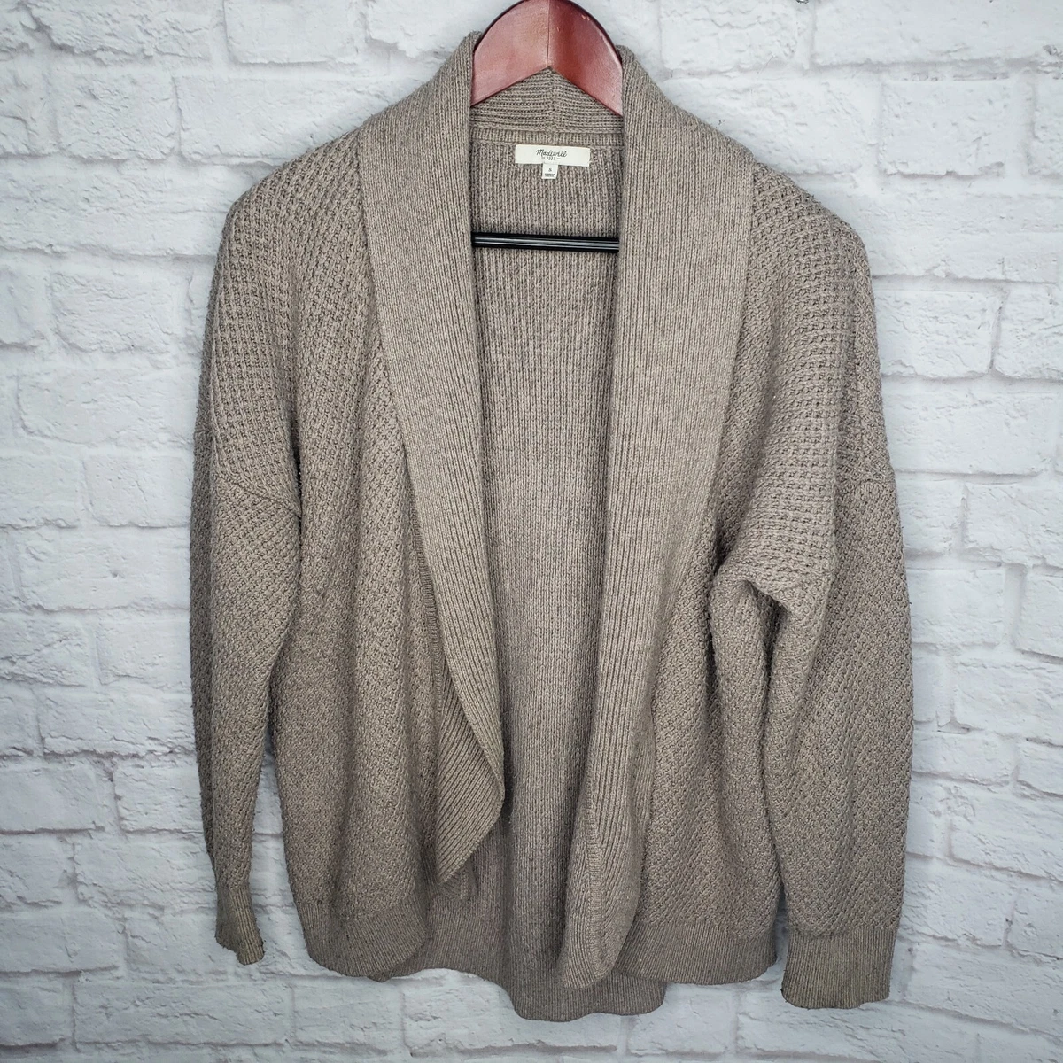 Madewell Taupe Oversized Open Shawl Collar Knit Cardigan Sweater Size S