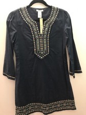 Esley Navy Blue Deep V-Neck Quarter Sleeve Shirt Dress Women's Size Small NEW*