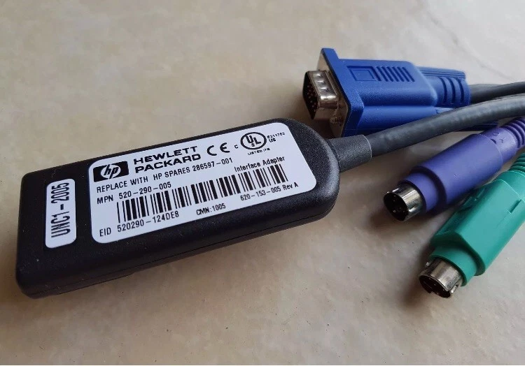 Genuine HP IP CAT5 KVM PS/2 server rack console Interface Adaptor 286597-001 - Image 2 of 3