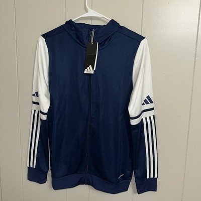 Adidas Squadra 25 Youth Full zip Hoodie, Size Lg Navy/white Track Soccer New