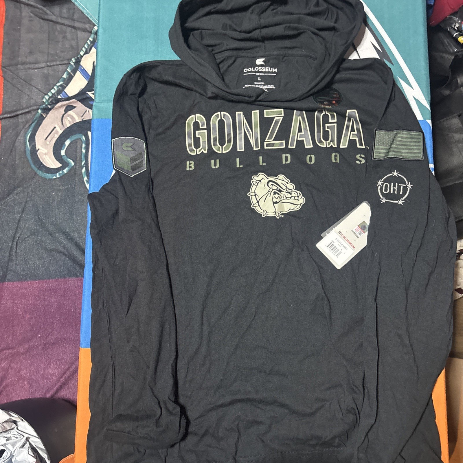 NWT Men’s Large Gonzaga Bulldogs Colosseum Brand OHT T Shirt Hoodie USA