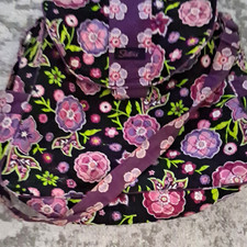 Longaberger Quilted SistersFloral Shoulder Bag Purple/Black , Pockets