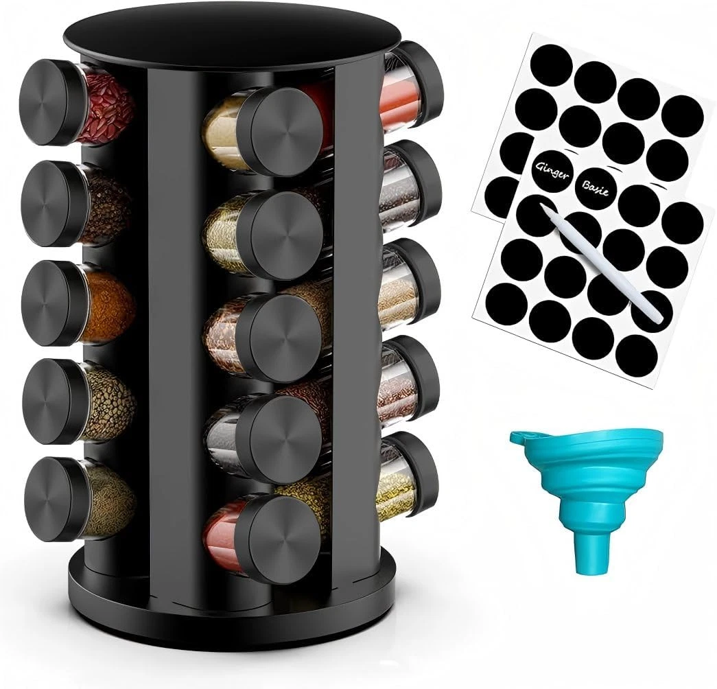 Rotating Spice Rack Organizer for Cabinet, Spice Racks Storage 20 Jars, Spinning