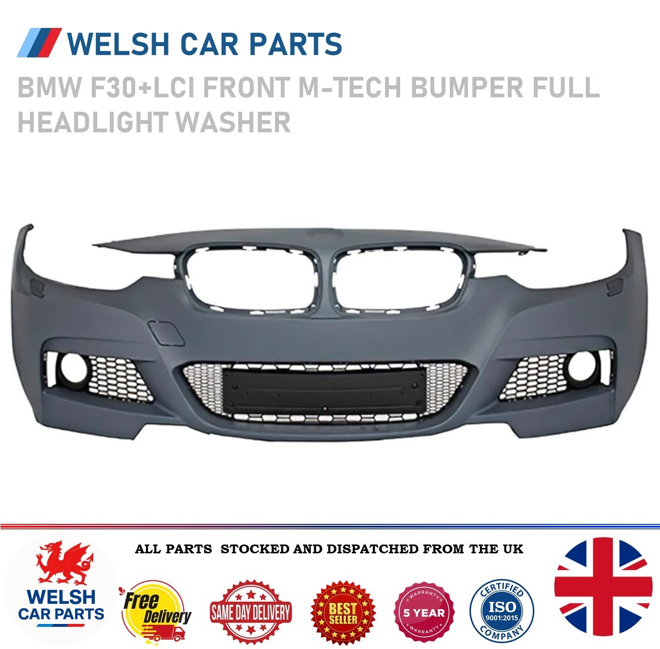 BMW F30 + LCI M-Tech Front Bumper – Complete Kit Washer + PDC Compatible 2012-18