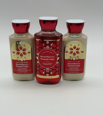 Bath  Body Works STRAWBERRY POUND CAKE Body Wash  Lotion Set of 3