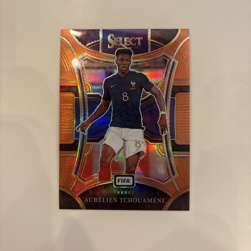 Aurelien Tchouameni 2023-24 Panini Select FIFA Mezzanine Orange Prizm /49