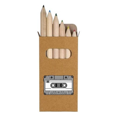 6 x 'Pixel Style Cassette Tape' Short Colour Pencils (PE00089116)