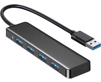 4 Port USB 3 0 Hub Splitter Fast Data Transfer Plug and Play Indicator