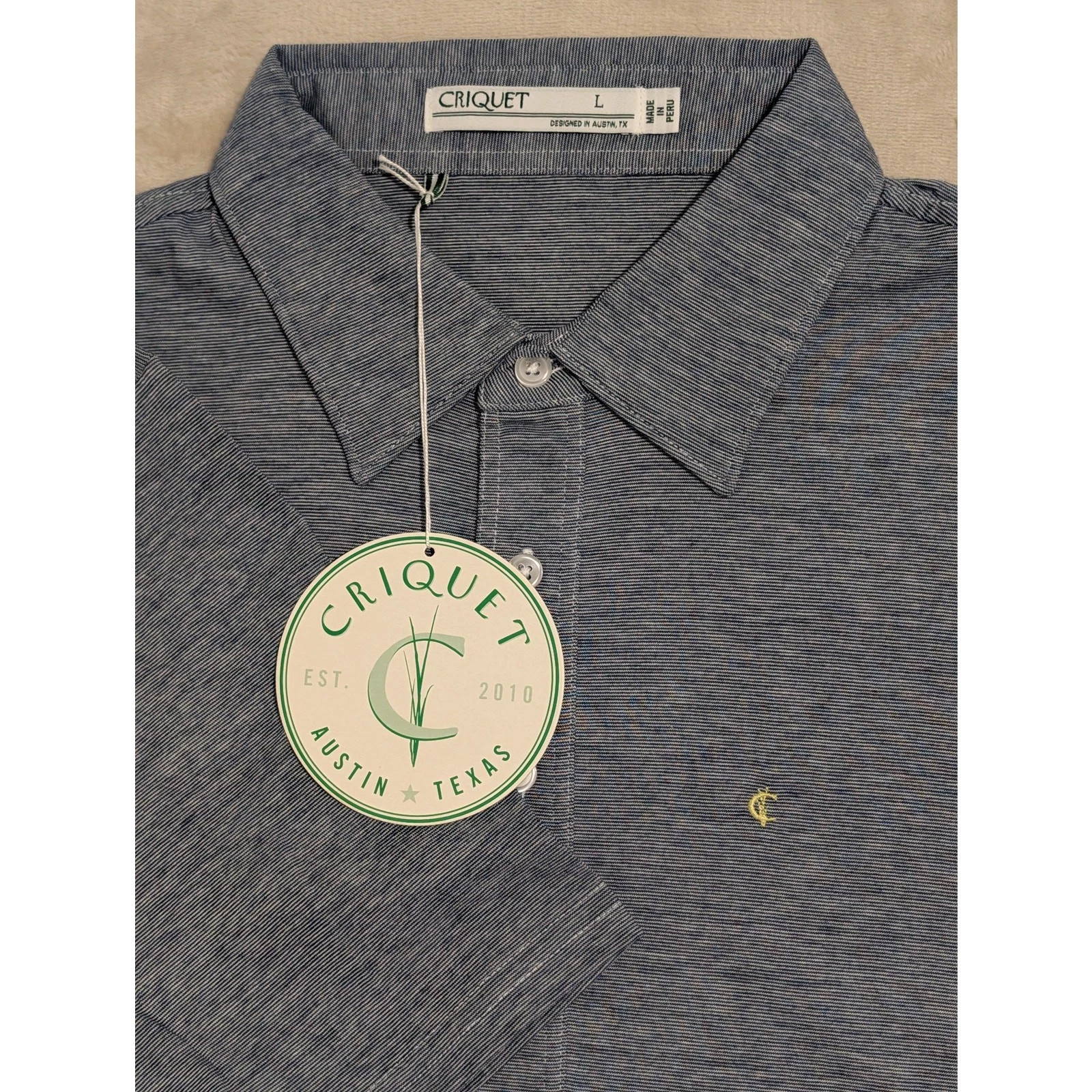 Criquet Mens Player Polo Shirt Dark Blue Heathered Large Organic Cotton Golf NWT
Opens in a new wind