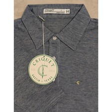 Criquet Mens Player Polo Shirt Dark Blue Heathered Large Organic Cotton Golf NWT