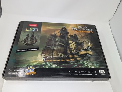 CubicFun Queen Anne's Revenge Blackbeard's Ship 340 Pc 3D Puzzle w/ LEDs, NIOB