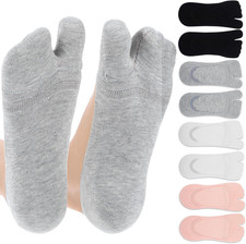 4 Pairs Tabi Flip Flop Socks Split Toe Low Cut Non-Slip No Show Socks