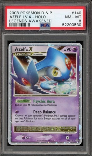 Pokemon Azelf Lv.X Legends Awakened Holo Ultra Rare #140 PSA 8