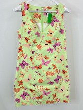 LILLY PULITZER Vintage Bonjour Butterfly Shift Dress Size 10 Lime Green Print