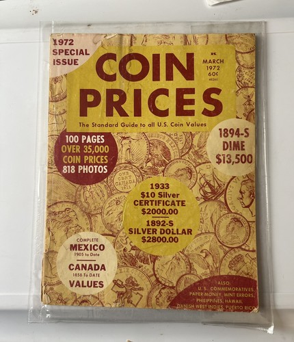 Vtg Coin Prices 1972 Special Issue Paperback Book