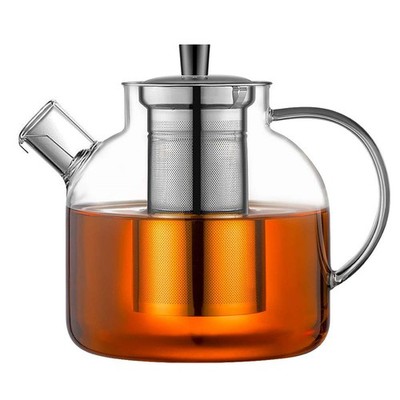 Teekanne aus Glas, 1500 ml Herdfest Teekessel mit Teeei Borosilikatglas...