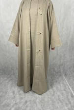 Beige Textured Open Abaya Size 54  - Ramadan, Eid, Islamic Clothing, Umrah, Hajj