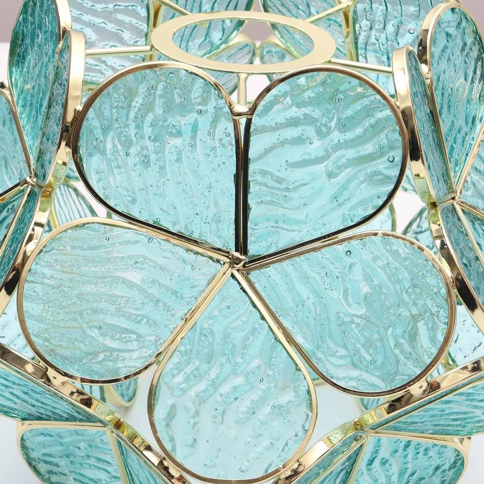 S10733 Pantalla de pétalos de flores estilo vitral estilo Tiffany (texturizado azul aguamarina... Foto 2 de 4