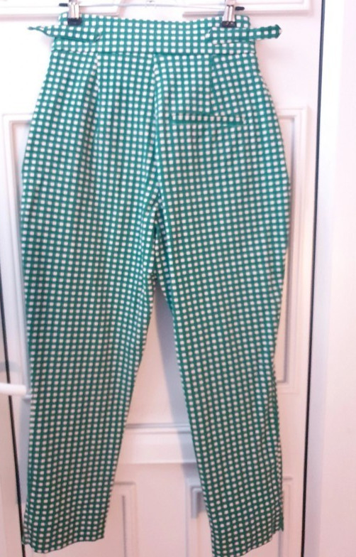NEW Fred Perry x Amy Winehouse Green Gingham Crop Flood Length Trousers UK 8 36 image 7