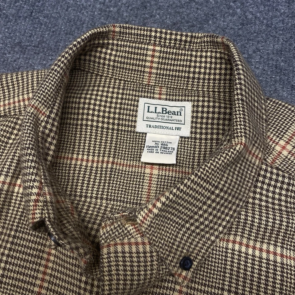 Camisa LL Bean XL WICKED GOOD Franela Pata de Gallo Cebada Ajuste Tradicional Foto 3 de 4