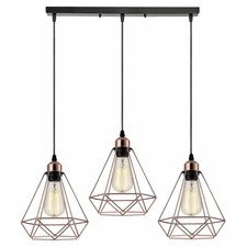 Rose Gold Wire Cage Ceiling Pendant Light Industrial Metal Lamp Vintage Light